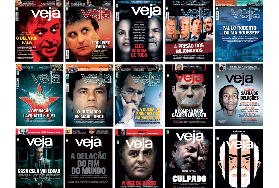 Capas da Veja mostram o quanto ela ajudou no roteiro dos lavatórios contra Lula e PT